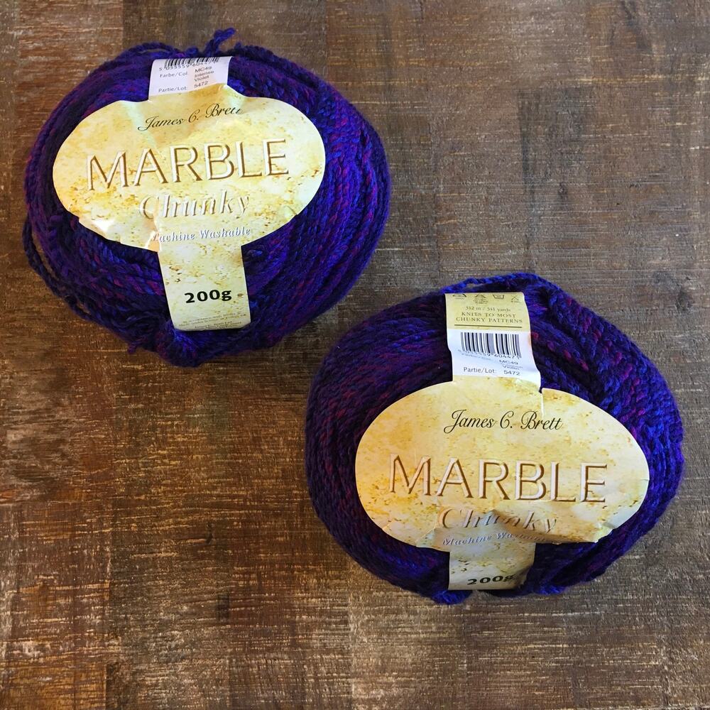 James C Brett Marble Chunky Yarn *2 GIANT BALLS* Intense Violet Purple Knitting